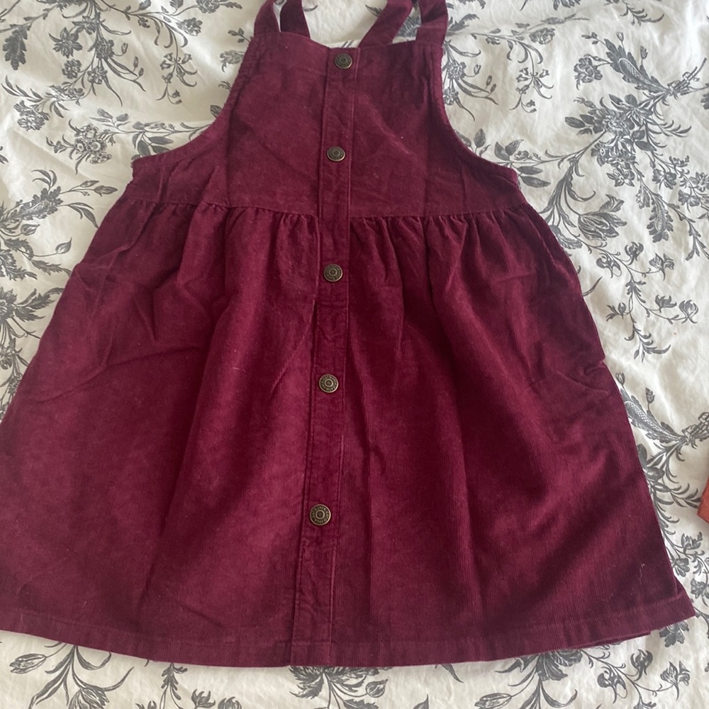 Cat & Jack Burgundy Corduroy Button-Front Pinafore Dress